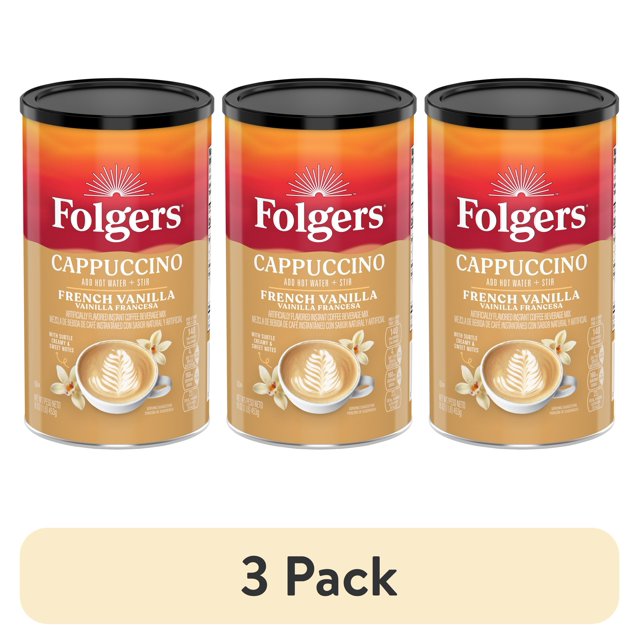 (3 pack) Folgers French Vanilla Flavored Cappuccino Mix, Instant Coffee