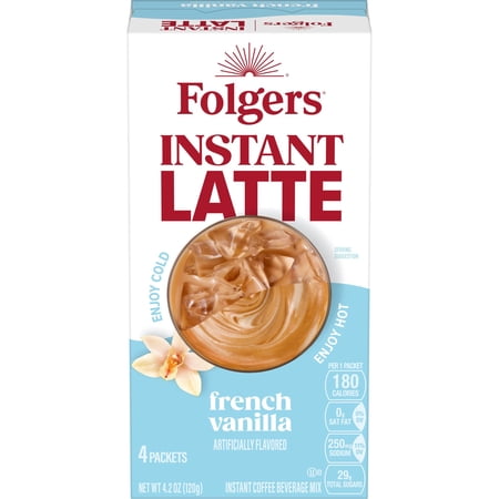Folgers French Vanilla Flavored Instant Latte, 4.2 Ounce (Pack Of 8)