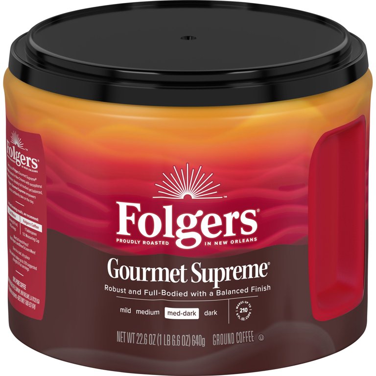 Folgers Gourmet Supreme Ground Coffee, 22.6 Ounce Canisters