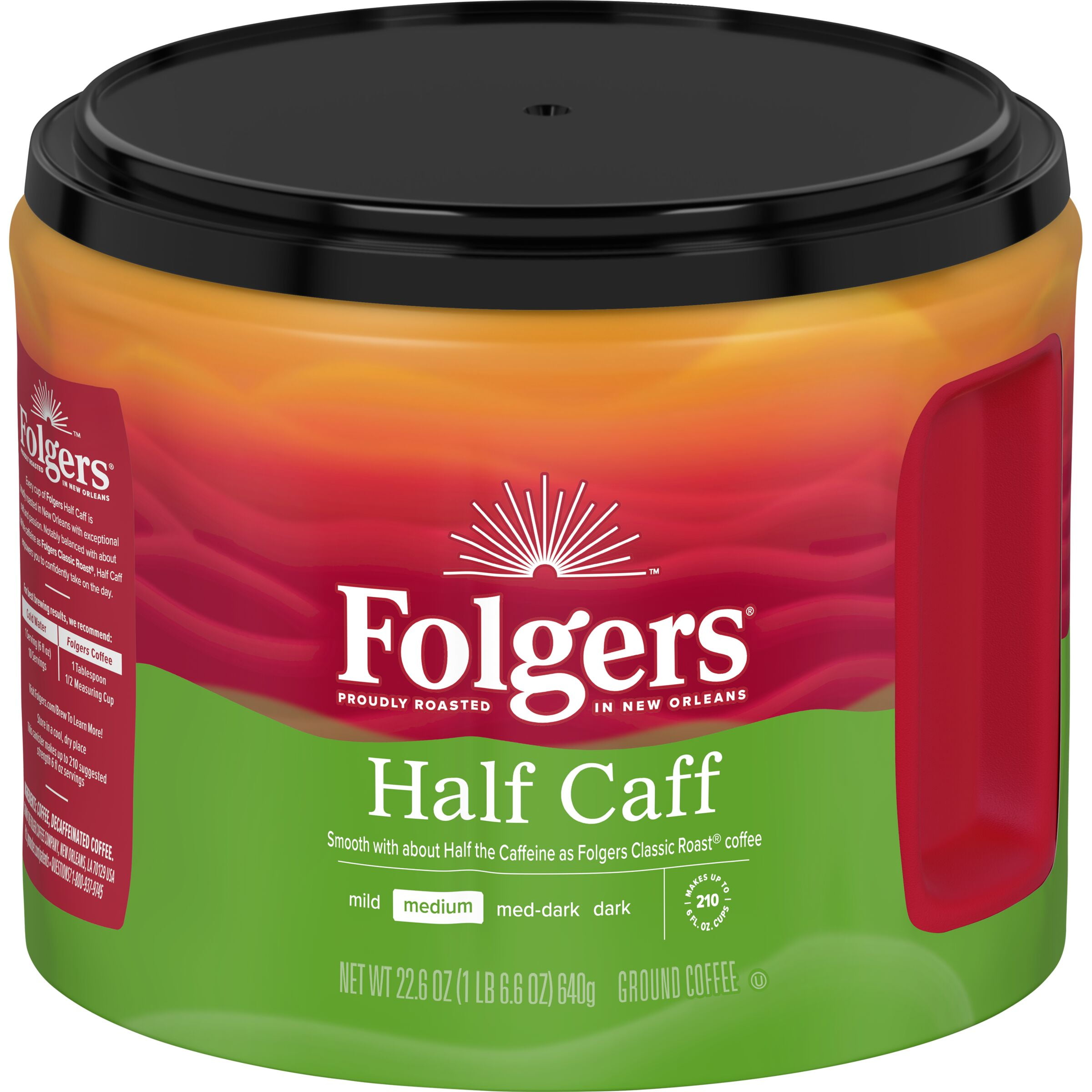 Folgers Half Caff Ground Coffee, Medium Roast, 22.6Ounce