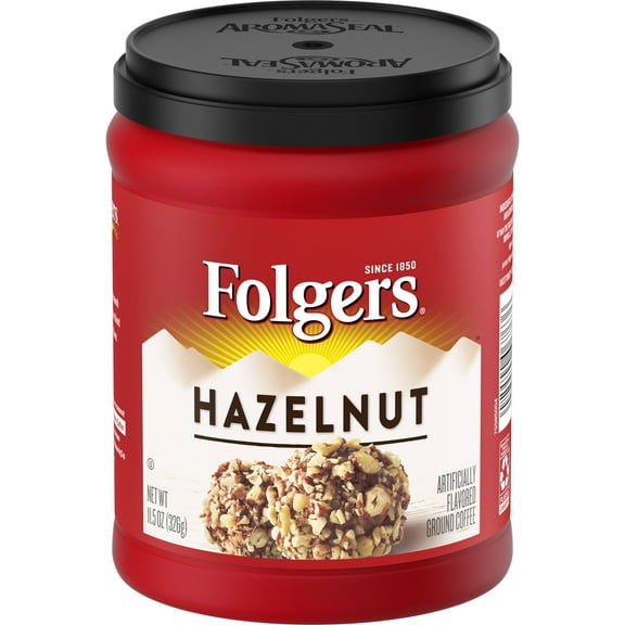 Folgers Hazelnut Artificially Flavored Ground Coffee, Medium Roast, 11.5 Ounce Canister