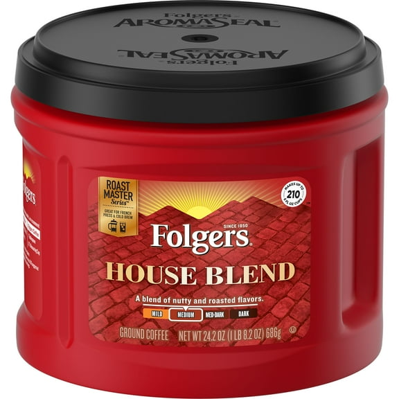 Folgers House Blend Ground Coffee, Medium Roast Coffee, 24.2 Ounce Canister