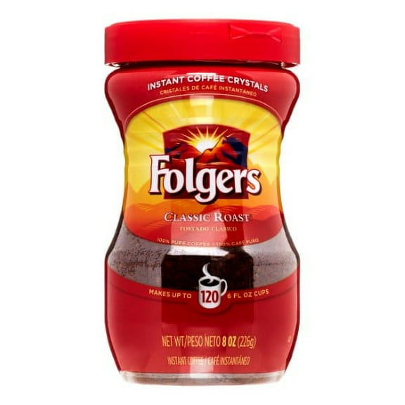 Folgers Instant Coffee Classic Roast 8 oz. (Pack of 4)