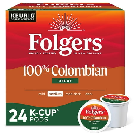 Folgers?? K-Cup 100% Colombian Decaf Coffee, Decaffeinated, Lively Colombian 24/Box