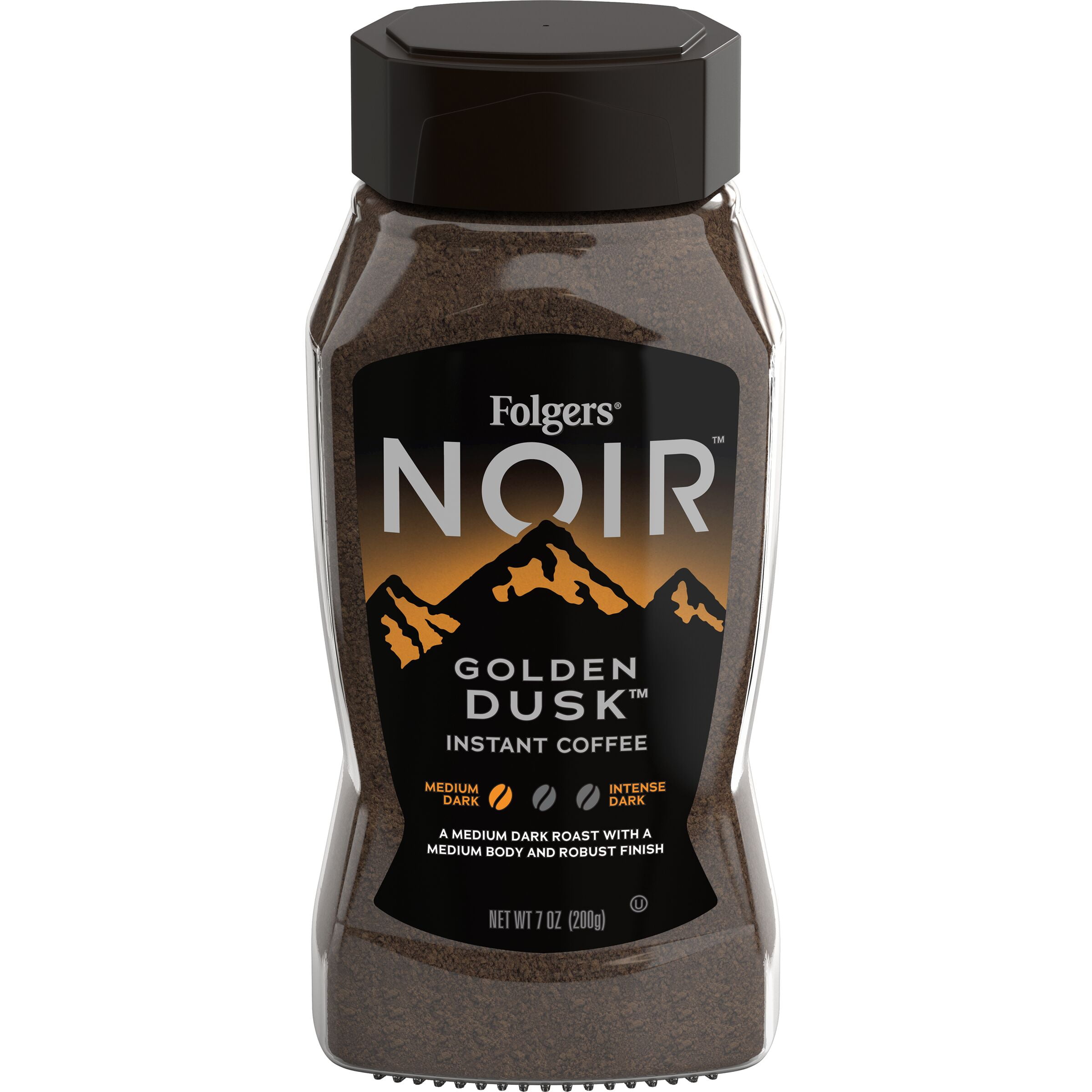 Folgers Noir Golden Dusk Instant Coffee, Medium Dark Roast, 7 Ounce Jar