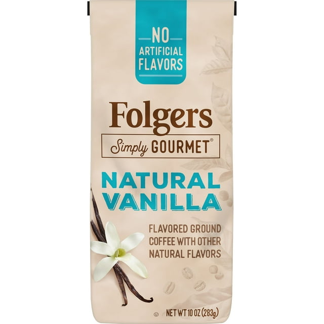 Folgers Simply Gourmet Natural Vanilla Flavored Ground Coffee, With Other Natural Flavors, 10-Ounce Bag