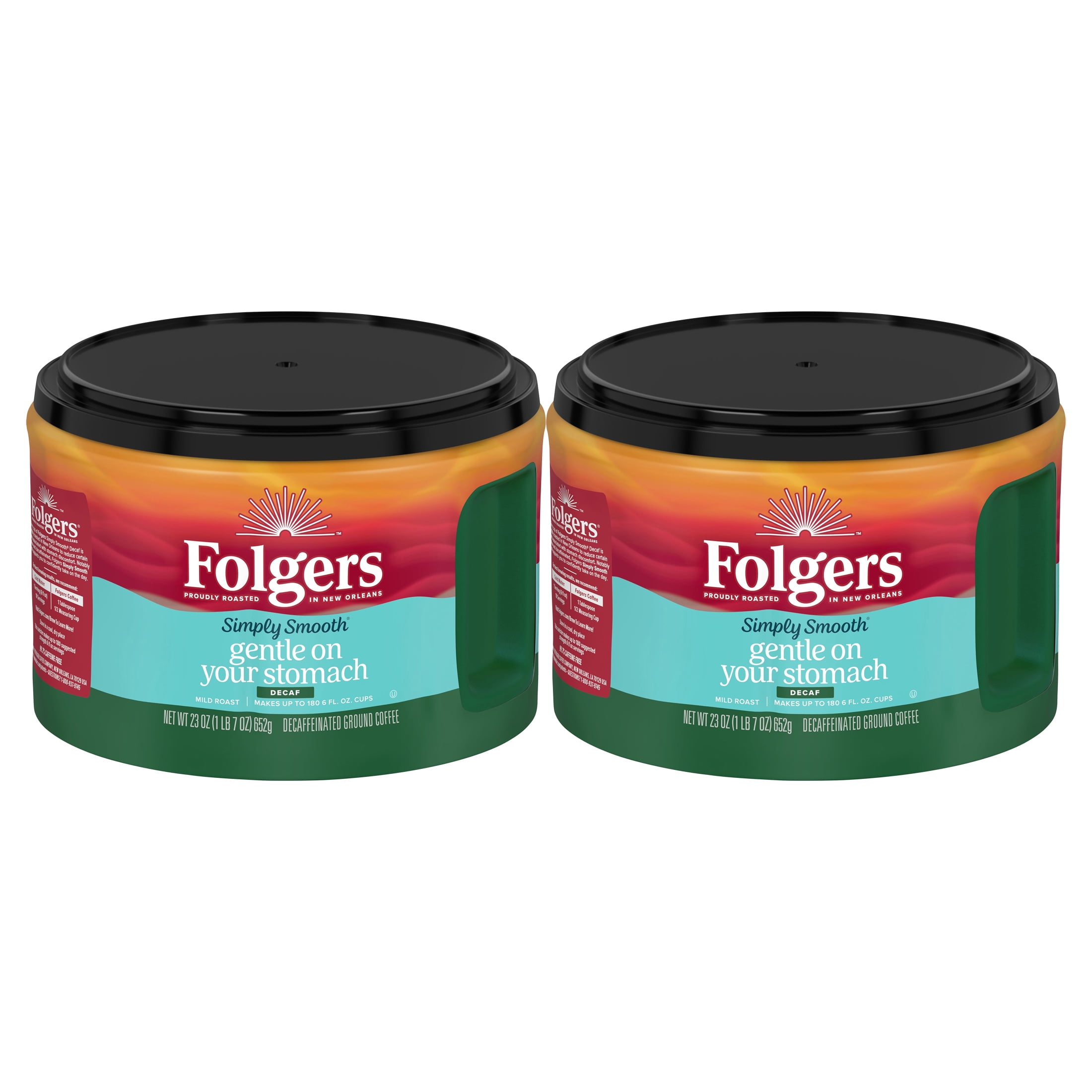 (2 pack) Folgers Simply Smooth Decaf Coffee, 23ounce