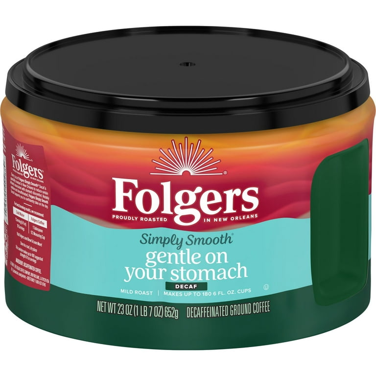 Folgers Simply Smooth Decaf Ground Coffee, 23 oz Canister