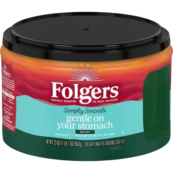 Folgers Simply Smooth Decaf Ground Coffee, 23 oz Canister