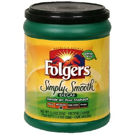 Folgers Simply Smooth Decaffeinated Ground Coffee, 11.5-Ounce Tubs (Pack Of 6)