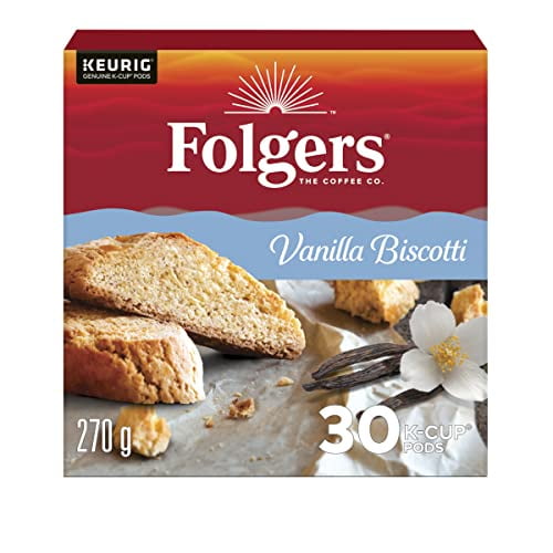 Folgers Vanilla Biscotti Coffee Kcups, 30 Count, 270g/9.5 oz. Box
