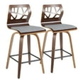 thumbnail image 1 of Folia Mid-Century Modern Counter Stools in Walnut with Upholstered Seat (Set of 2), 1 of 7