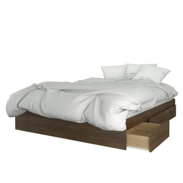 Foliage 3 Piece Queen Size Bedroom Set Walnut & White