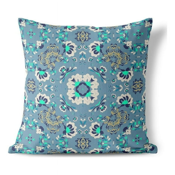Foliage Frenzy Throw Pillow in Blue 16x16
