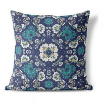 Foliage Frenzy Throw Pillow with Removable Cover in Blue 16x16