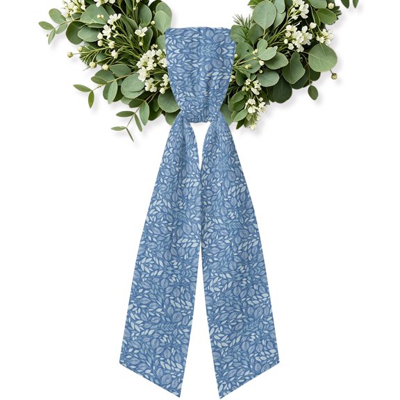 Foliage Leaves Wreath Sash for Front Door, Vines Stems Twigs Ferns Zen Minimalist Wreath Bow Accent for Fall Christmas Holiday Door Decor, Ribbon Sash for Wreaths, Porch Home Decoration