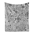 thumbnail image 1 of Foliage Soft Flannel Fleece Blanket, Hipster Inspired Abstract Drawing Cupcake Tea Umbrella Leaves and Many Other Shape, Cozy Plush for Indoor and Outdoor Use, 60" x 80", Black White, by Ambesonne, 1 of 6