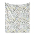 thumbnail image 1 of Foliage Soft Flannel Fleece Throw Blanket, Multicolored Abstract Leaves Patterns Leafy Design, Cozy Plush for Indoor and Outdoor Use, 70" x 90", Baby Blue Pale Taupe, by Ambesonne, 1 of 6