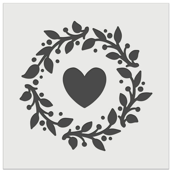 Foliage Wreath with Heart Center DIY Cookie Wall Craft Stencil - 3.5 Inch