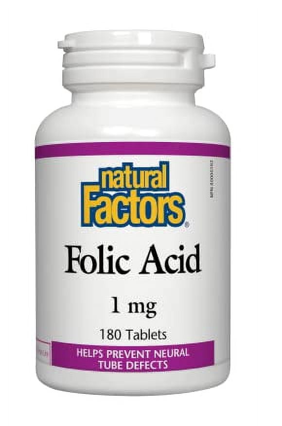 Natural Factors Folic Acid 1mg 180 Tablets Folate Vitamin Supplement Natural Factors Folic Acid 1mg 180 Tablets Folate Vitamin Supplement