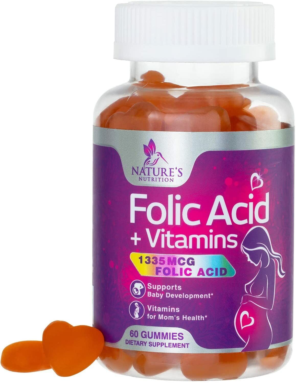 Folic Acid Gummies, Complete Prenatal Gummy Vitamin with Folic Acid