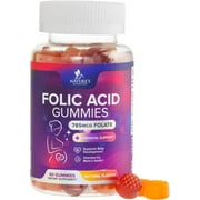 Folic Acid Gummies for Women 785 mcg, Essential Prenatal Vitamins for Mom & Baby, Vegan Folic Supplement Gummy, Vitamin B9 Chewable Extra Strength Folate, Before During After Pregnancy - 60 Gummies