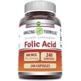 thumbnail image 1 of Amazing Formulas Folic Acid 800 mcg Per Serving 240 Capsules Supplement | Vitamin B9 | Non-GMO | Gluten Free, 1 of 6