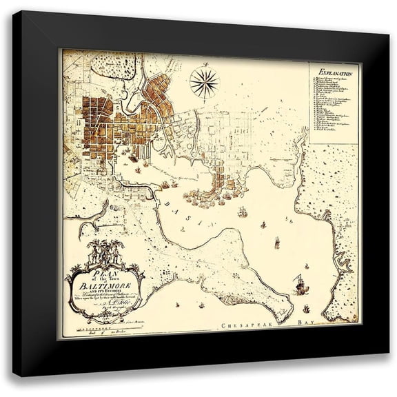 Folie 13x12 Black Modern Framed Museum Art Print Titled - Baltimore Maryland - Folie 1792