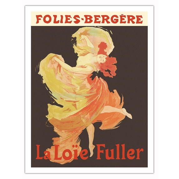 Folies-Bergère Paris - with American Dancer Loïe Fuller - Vintage Cabaret Casino Poster by Jules Cheret c.1900 - Fine Art Matte Paper Print (Unframed) 20x26in