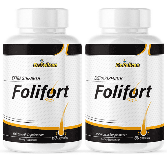 Folifort- Hair Growth & Hair/ Follicles Treatment- 2 Bottles- 120 Capsules- Dr. Pelican