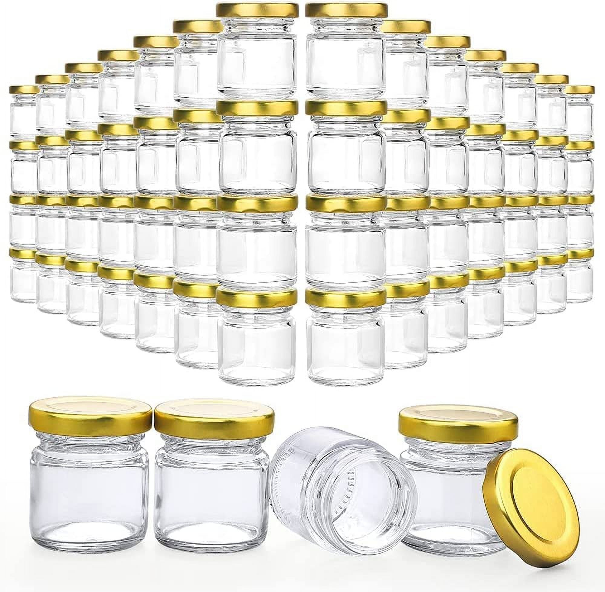 Folinstall 60 Pack Small Glass Jars with Lids, 1.5 oz Mini Honey Jars