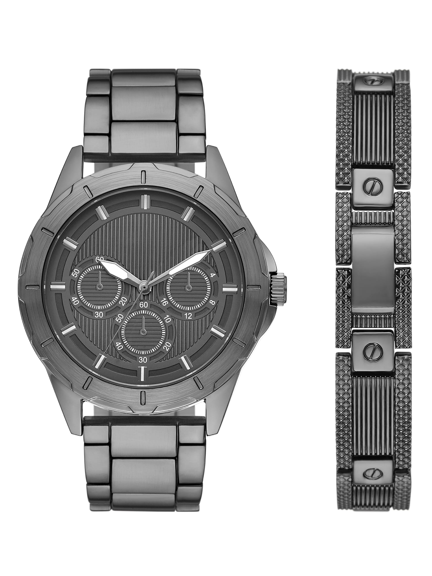 Adult Men's Alloy Gunmetal 45mm 2pc Wristwatch Set