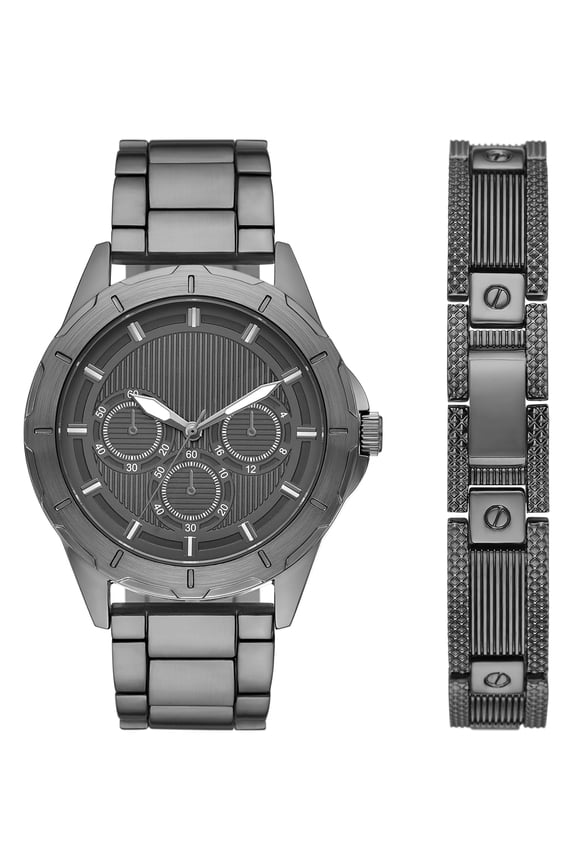 Adult Men's Alloy Gunmetal 45mm 2pc Wristwatch Set