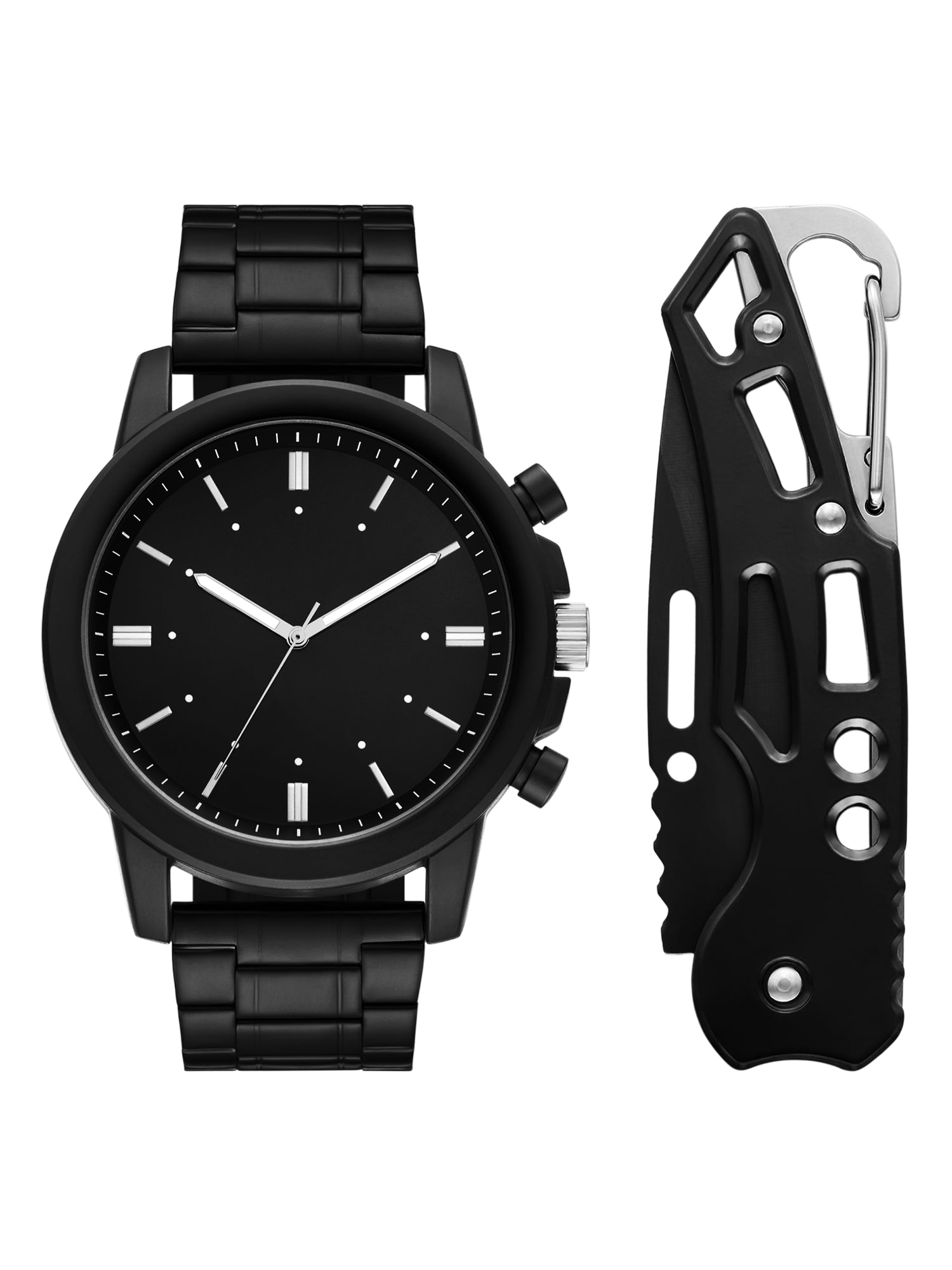 Folio Adult Men's Alloy Matte Black 48mm 2pc Wristwatch Set