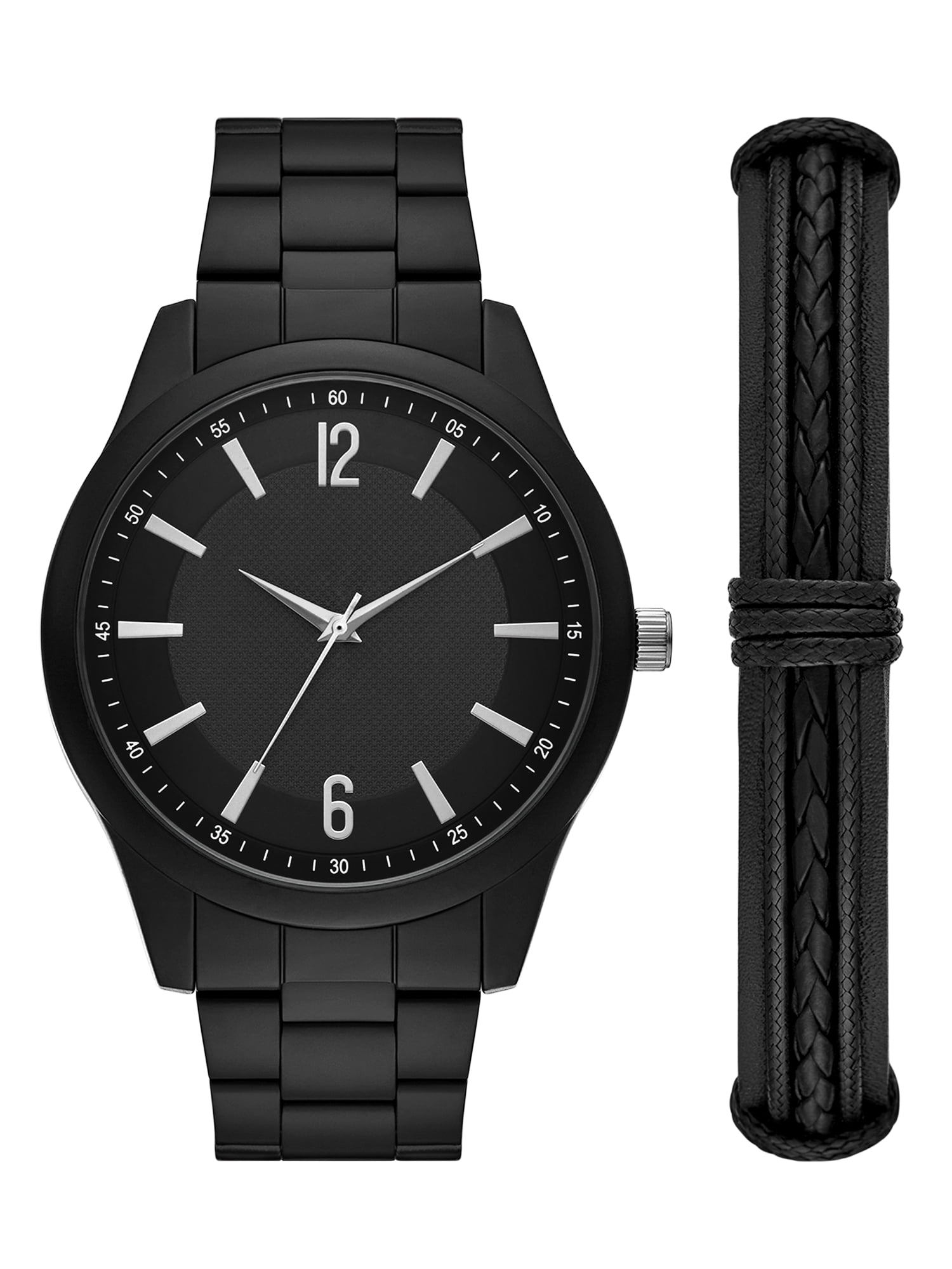 Folio Adult Men's Stainless Steel Gunmetal 46mm 3pc Wristwatch Set