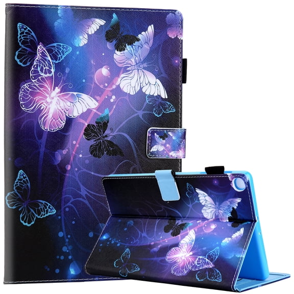Folio Case for 2021 Samsung Galaxy Tab A8 10.5" (SM-X200 /SM-X205) - Flip Lightweight Wallet Case with Stand /Card Holders, Protective Leather Fold Stand Cute Cover (Purple Butterfly)