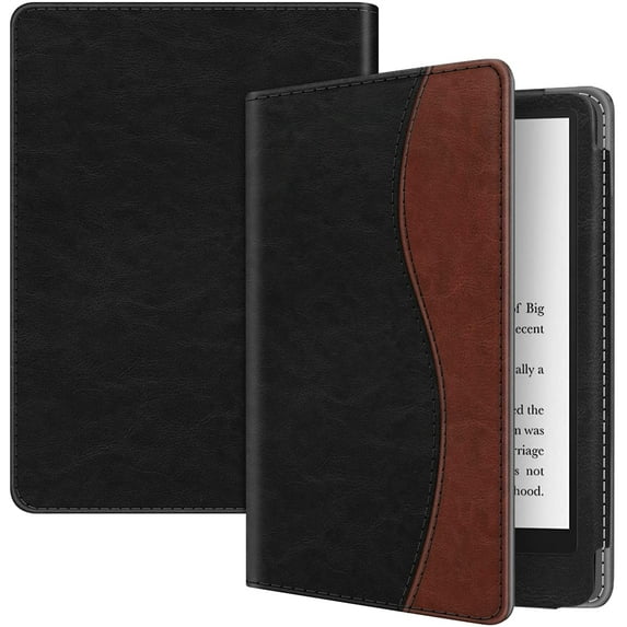 Fintie 6.8" Folio Tablet Case, Leather Black & Brown