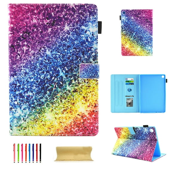 Folio Case for All-New Amazon Fire HD 8 Tablet (8th/7th/6th/5th Generation, 2018/2017/2016/2015 Release), Allytech Smart Book Style Stand Cover Full Body Protective Case Cover, Colorful Diamond