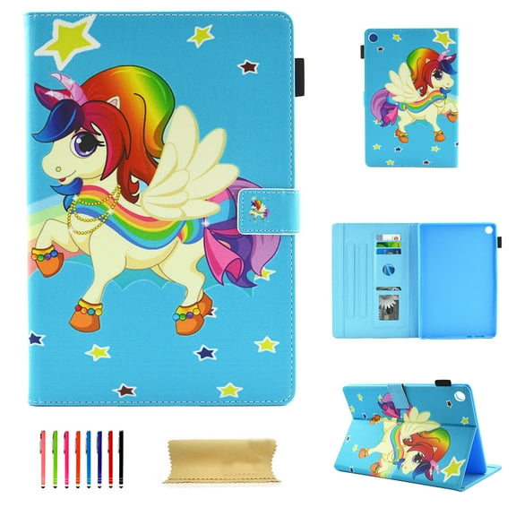 Folio Case for All-New Amazon Fire HD 8 Tablet (8th/7th/6th/5th Generation, 2018/2017/2016/2015 Release), Allytech Smart Book Style Stand Cover Full Body Protective Case Cover, Star Unicorn