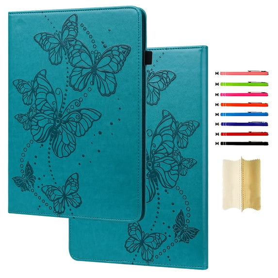 Folio Case for iPad mini 6th Gen 8.3 inch 2021 - Lovely Butterfly Pattern Premium Vegan PU Leather Slim Fit Case Smart Stand Protective Cover Auto Sleep/Wake Feature for iPad mini 6th Gen (Blue)