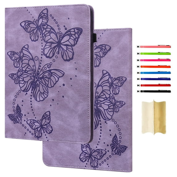 Folio Case for iPad mini 6th Gen 8.3 inch 2021 - Lovely Butterfly Pattern Premium Vegan PU Leather Slim Fit Case Smart Stand Protective Cover Auto Sleep/Wake Feature for iPad mini 6th Gen (Purple)