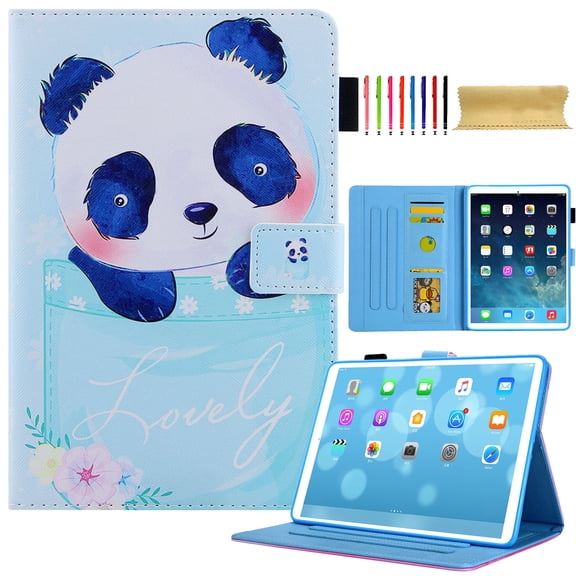 Folio Case for ipad 10th Generation 2022, PU Leather Folio Smart Stand Full Body Protective Wallet Case with Auto Sleep/Wake Feature for Apple iPad 10th Generation 10.9 Inch 2022, Cute Panda