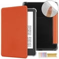 thumbnail image 1 of Folio Flip Case for Amazon Kindle 11th Generation 2022, Clear Soft TPU Back Protective PU Leather Magnetic Adsorption Cover Auto Sleep/Wake for Amazon Kindle 6 Inch 2024 - Orange, 1 of 8