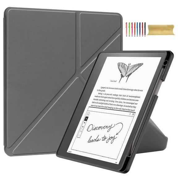 Folio Flip Case for Amazon Kindle Scribe 10.2" 2022/2024, Standing PU Leather Stand Smart Cover with Auto Sleep/Wake Feature for Kindle Scribe 10.2 2022/2024 with Pen Holder - Gray