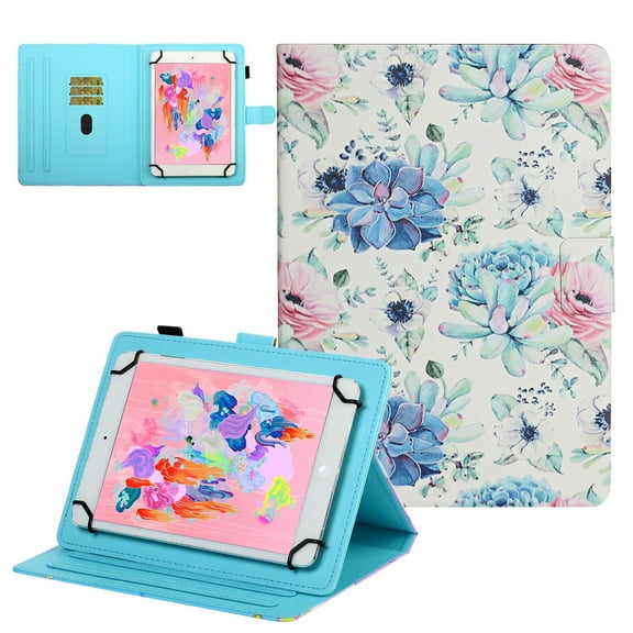 Folio Lightweight Universal Case for Samsung Galaxy Tab 2/3/3 Lite/4/A/E Lite 7.0 /Vankyo MatrixPad Z1 7 Inch /Ematic 7" Tablet /Lenovo Tab M7 7" /Google Nexus 7 /Android 7-inch Tablet (Blue Flower)