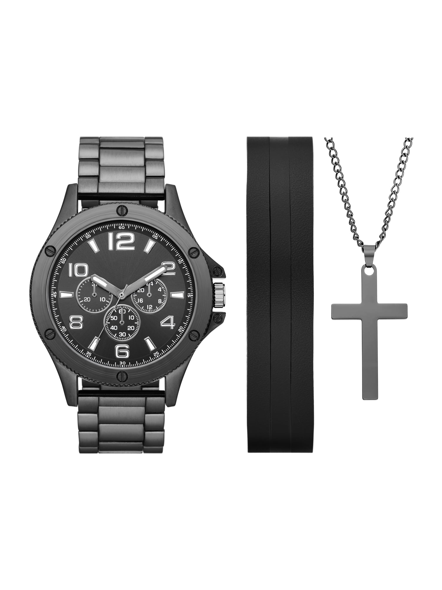 Folio Men s Gift Set Gunmetal Tone Bracelet Watch Gunmetal