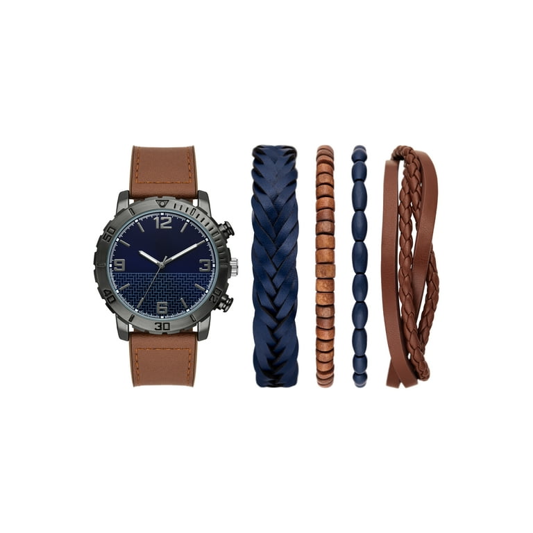 Leather bracelet with clearance watch