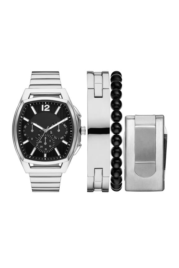 Men's Silver Tone Barrel Case Bracelet Watch with Silver Tone (FMDAL1164)