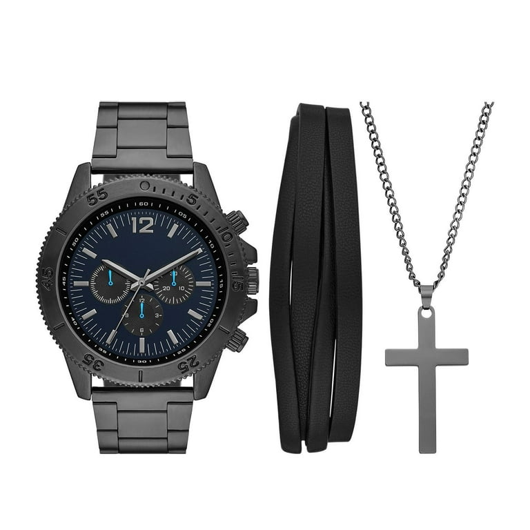 LEATHER STUD BRACELET DARK GREY W/GUN LEATHER STUD BRACELET DARK GREY W/GUN