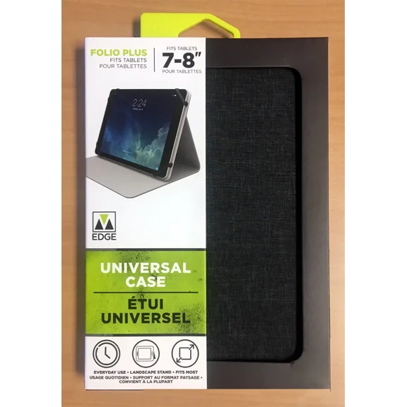 Folio Universal Case For 7-8" Tablets Landscape Stand M-Edge Heather Grey